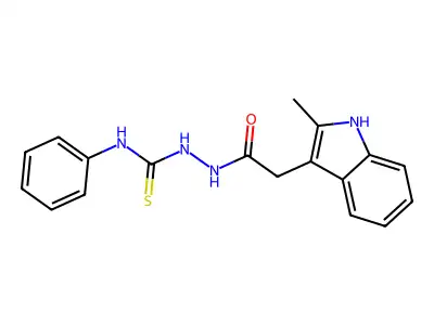 1H-Indole-3-acetic acid, 2-methyl-, 2-((phenylamino)thioxomethyl)hydrazide structure