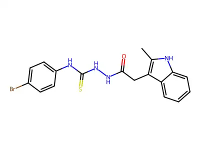 1H-Indole-3-acetic acid, 2-methyl-, 2-(((4-bromophenyl)amino)thioxomethyl)hydrazide structure