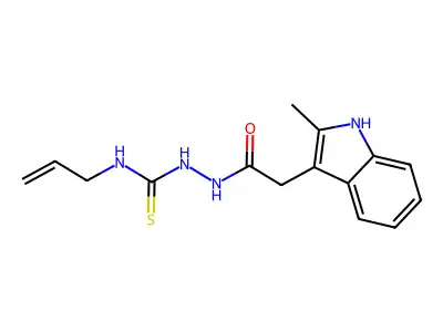 1H-Indole-3-acetic acid, 2-methyl-, 2-((2-propenylamino)thioxomethyl)hydrazide structure