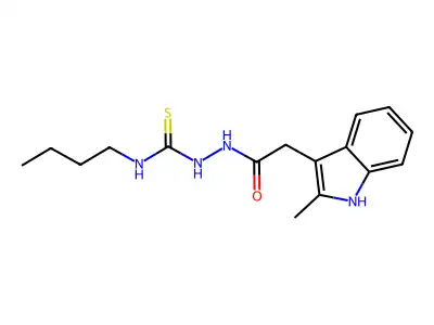1H-Indole-3-acetic acid, 2-methyl-, 2-((butylamino)thioxomethyl)hydrazide structure