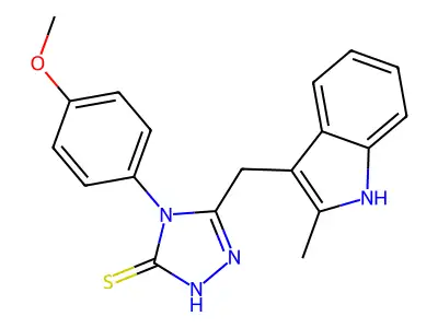3H-1,2,4-Triazole-3-thione, 2,4-dihydro-4-(4-methoxyphenyl)-5-((2-methyl-1H-indol-3-yl)methyl)- structure