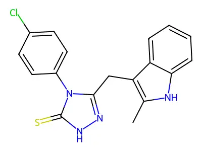 3H-1,2,4-Triazole-3-thione, 2,4-dihydro-4-(4-chlorophenyl)-5-((2-methyl-1H-indol-3-yl)methyl)- structure