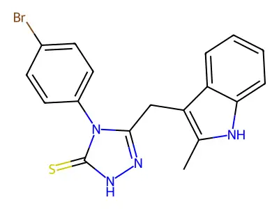 2,4-Dihydro-4-(4-bromophenyl)-5-((2-methyl-1H-indol-3-yl)methyl)-3H-1,2,4-triazole-3-thione structure