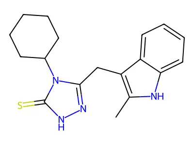 3H-1,2,4-Triazole-3-thione, 2,4-dihydro-4-cyclohexyl-5-((2-methyl-1H-indol-3-yl)methyl)- structure