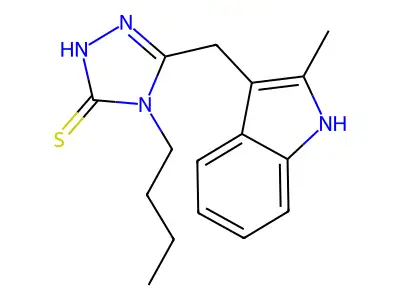 2,4-Dihydro-4-butyl-5-((2-methyl-1H-indol-3-yl)methyl)-3H-1,2,4-triazole-3-thione structure
