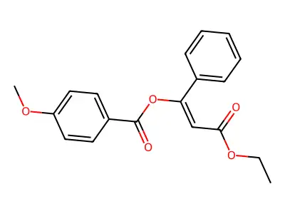 (3-Ethoxy-3-oxo-1-phenylprop-1-enyl) 4-methoxybenzoate structure