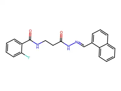 2-fluoro-N-[3-[2-(naphthalen-1-ylmethylidene)hydrazinyl]-3-oxopropyl]benzamide structure