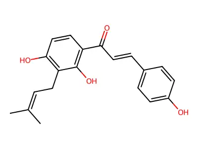2',4',4-Trihydroxy-3'-prenylchalcone structure