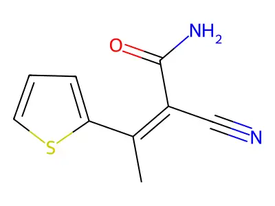2-Cyano-3-(2-thienyl)-2-butenamide structure