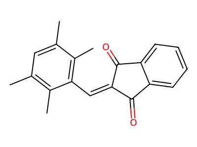 2-(2,3,5,6-Tetramethyl-benzylidene)-indan-1,3-dione structure