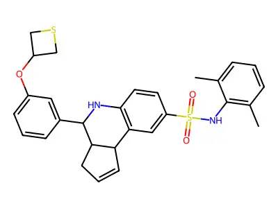 N-(2,6-dimethylphenyl)-4-[3-(thietan-3-yloxy)phenyl]-3a,4,5,9b-tetrahydro-3H-cyclopenta[c]quinoline-8-sulfonamide structure
