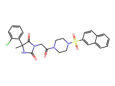 5-(2-Chlorophenyl)-2-hydroxy-5-methyl-3-{2-[4-(naphthalene-2-sulfonyl)piperazin-1-yl]-2-oxoethyl}-3,5-dihydro-4H-imidazol-4-one structure