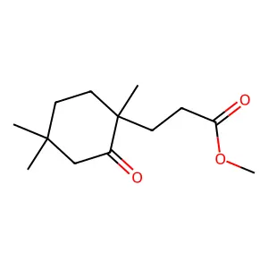 Cyclohexanepropanoic acid, 1,4,4-trimethyl-2-oxo-, methyl ester structure