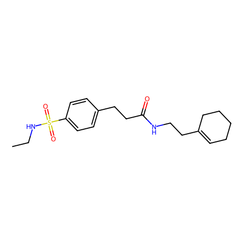 N-[2-(1-cyclohexen-1-yl)ethyl]-3-{4-[(ethylamino)sulfonyl]phenyl}propanamide structure
