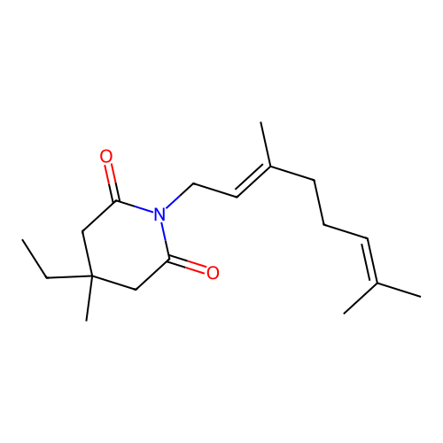 1-[(2E)-3,7-dimethylocta-2,6-dienyl]-4-ethyl-4-methylpiperidine-2,6-dione structure