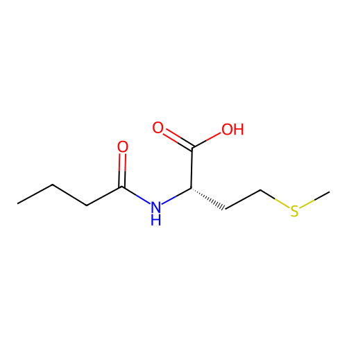 N-(1-oxobutyl)-L-methionine structure