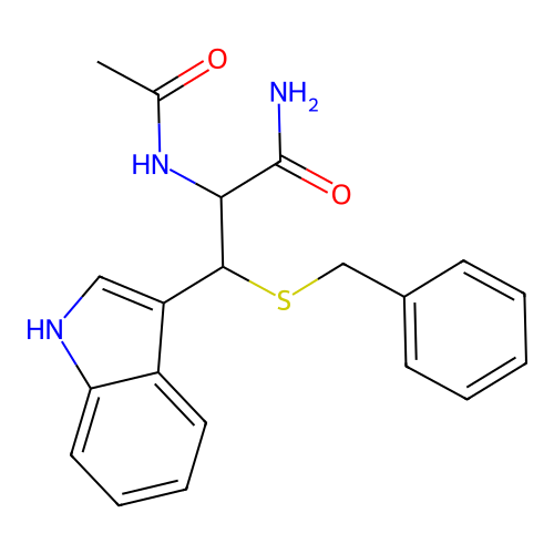 Nalpha-acetyl-beta-(benzylsulfanyl)tryptophanamide structure