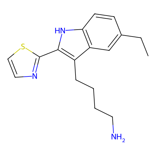 4-[5-ethyl-2-(1,3-thiazol-2-yl)-1H-indol-3-yl]butan-1-amine structure