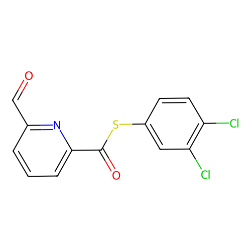 6-Formyl-pyridine-2-carbothioic acid S-(3,4-dichloro-phenyl) ester structure