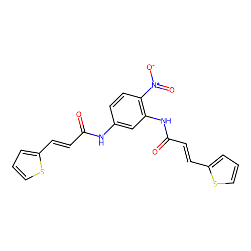 (E)-N-[4-nitro-3-[[(E)-3-thiophen-2-ylprop-2-enoyl]amino]phenyl]-3-thiophen-2-ylprop-2-enamide structure