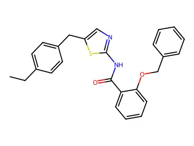 2-(Benzyloxy)-N-{5-[(4-ethylphenyl)methyl]-1,3-thiazol-2-yl}benzamide structure
