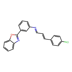 (E)-N-[3-(1,3-benzoxazol-2-yl)phenyl]-3-(4-chlorophenyl)prop-2-en-1-imine structure