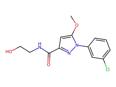 1H-Pyrazole-3-carboxamide, 1-(3-chlorophenyl)-N-(2-hydroxyethyl)-5-methoxy- structure