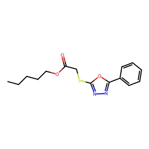 Pentyl [(5-phenyl-1,3,4-oxadiazol-2-yl)sulfanyl]acetate structure