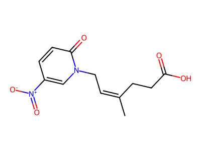 4-Methyl-6-(5-nitro-2-oxo-1-pyridinyl)hex-4-enoic acid structure