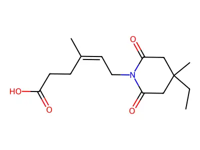 6-(4-Ethyl-4-methyl-2,6-dioxopiperidin-1-yl)-4-methylhex-4-enoic acid structure