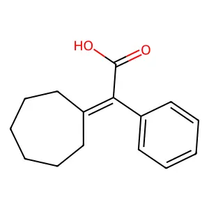 Cycloheptylidene(phenyl)acetic acid structure