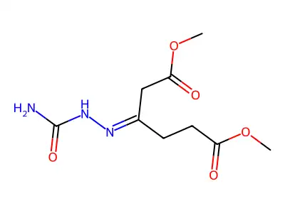 Dimethyl 3-(carbamoylhydrazinylidene)hexanedioate structure