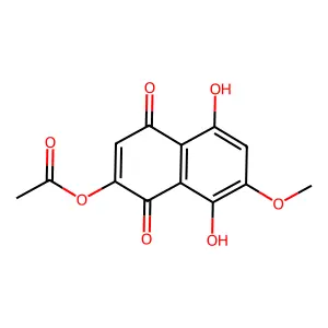 (5,8-Dihydroxy-7-methoxy-1,4-dioxonaphthalen-2-yl) acetate structure
