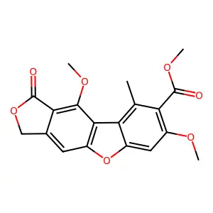 1,3-Dihydro-7,10-dimethoxy-9-methyl-1-oxoisobenzofuro[5,6-b]benzofuran-8-carboxylic acid methyl ester structure