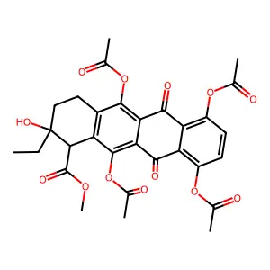 1-Naphthacenecarboxylic acid, 5,7,10,12-tetrakis(acetyloxy)-2-ethyl-1,2,3,4,6,11-hexahydro-2-hydroxy-6,11-dioxo-, methyl ester structure