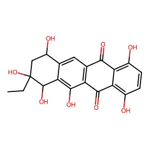 .alpha.2-Rhodomycinone structure
