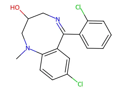 8-Chloro-1-methyl-3-hydroxy-6-(2-chlorophenyl)-1,2,3,4-tetrahydro-1,5-benzodiazocine structure