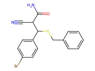 3-Benzylsulfanyl-3-(4-bromophenyl)-2-cyanopropanamide structure