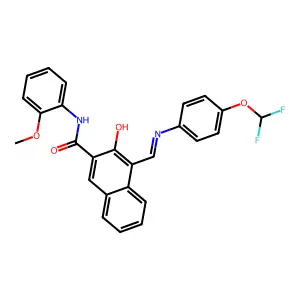4-[[4-(Difluoromethoxy)phenyl]iminomethyl]-3-hydroxy-N-(2-methoxyphenyl)naphthalene-2-carboxamide structure