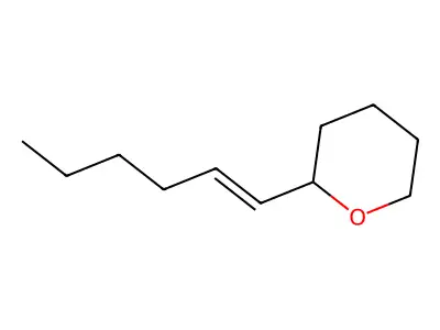 2H-pyran,2-(1e)-1-hexen-1-yltetrahydro- structure
