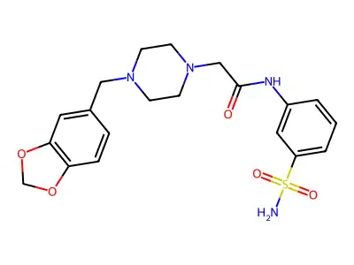 2-[4-(1,3-benzodioxol-5-ylmethyl)piperazin-1-yl]-N-(3-sulfamoylphenyl)acetamide structure