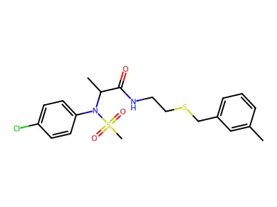 2-(4-chloro-N-methylsulfonylanilino)-N-[2-[(3-methylphenyl)methylsulfanyl]ethyl]propanamide structure