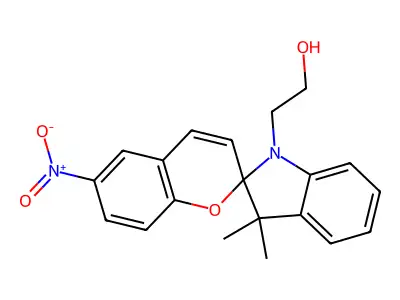 2-(3',3'-Dimethyl-6-nitrospiro(1-benzopyran-2,2'-indol)-1'(3'H)-yl)ethan-1-ol structure