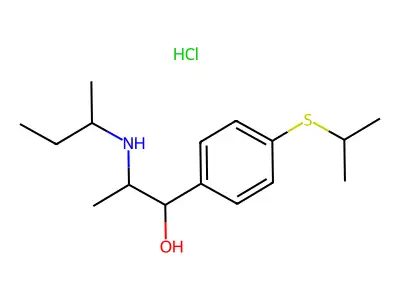 Benzyl alcohol, alpha-(1-(sec-butylamino)ethyl)-4-(isopropylthio)-, hydrochloride structure