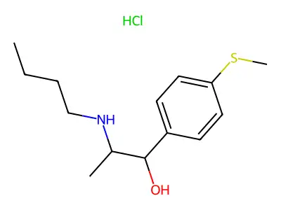 Benzenemethanol, alpha-(1-(butylamino)ethyl)-4-(methylthio)-, hydrochloride structure