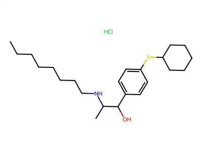 Benzenemethanol, 4-(cyclohexylthio)-alpha-(1-(octylamino)ethyl)-, hydrochloride structure