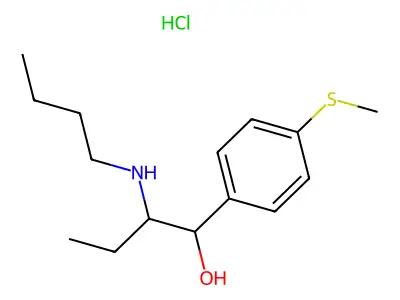 Benzenemethanol, alpha-(1-(butylamino)propyl)-4-(methylthio)-, hydrochloride structure