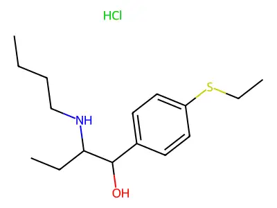 Benzenemethanol, alpha-(1-(butylamino)propyl)-4-(ethylthio)-, hydrochloride structure
