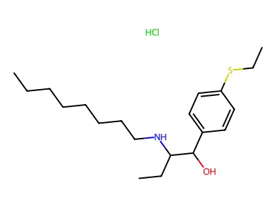 Benzenemethanol, 4-(ethylthio)-alpha-(1-(octylamino)propyl)-, hydrochloride structure