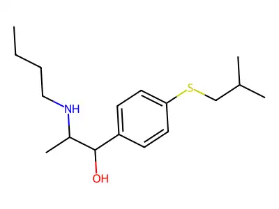 Benzenemethanol, alpha-(1-(butylamino)ethyl)-4-((2-methylpropyl)thio)- structure